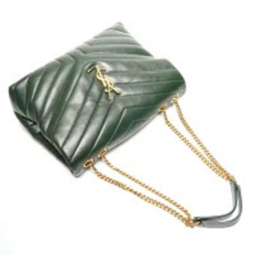Yves Saint Laurent Monogram Matelasse Chevron Loulou Leather Shoulder Bag Green - Picture 7 of 13